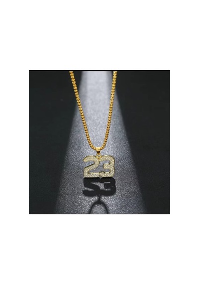 Lunarie 23 Numara İced Out Kolye 14k Gold Kararmaz Çelik Zirkon Altın