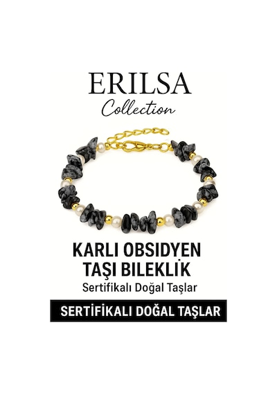 Sertifikalı İnci Ve Karlı Obsidyen Taşı Bileklik Denge Ve Canlı Çok Renkli