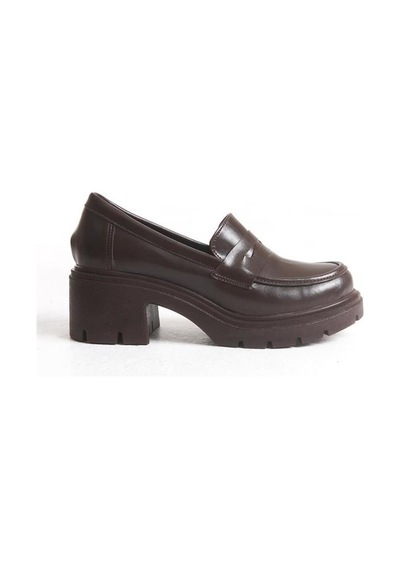Alemdarshop K-706 Kahve Kırışık Rugan Yüksek Tabanlı Loafer Ayakkabı C.kahve