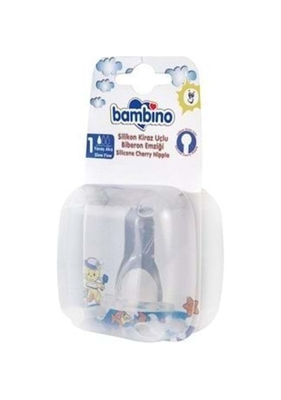 Bambino Silikon Kiraz Uçlu Biberon  Emziği No:2 / Şeffaf / 6-18 Ay