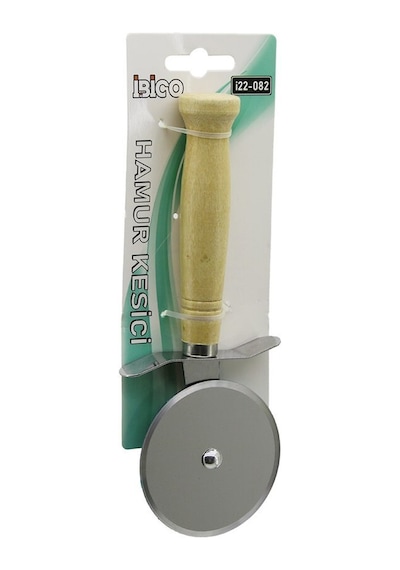 İbico İ22-082 Pizza Ve Hamur Kesici Rulet Çap: 6.3cm Ahşap Saplı 10cm Küçük Metal Tek Başlı - 12'li Paket Diğer