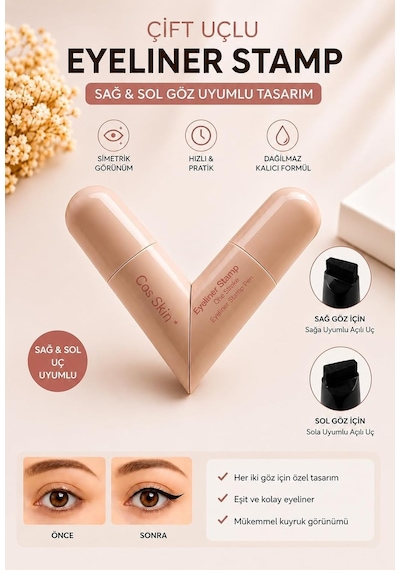 Suya Dayanıklı Çift Taraflı Eyeliner Damga Kalem Sağ Ve Sol Göz Uyumlu-siyah Belirtilmemiş