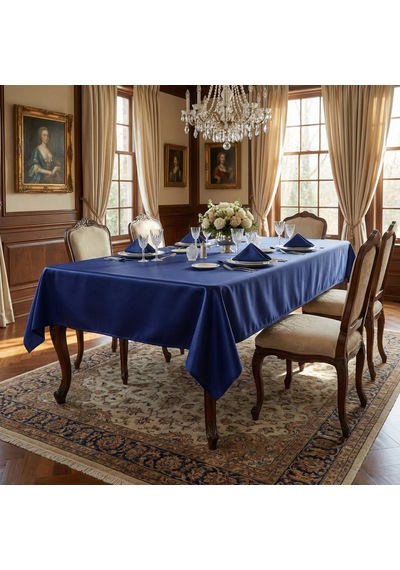 Fınezaa1602 - 8690000083442 - Kristal Monoray Kumaş İndigo Sofra Takımı 8 Kişilik 160x220 Cm 17prç. - 1602 Çok Renkli
