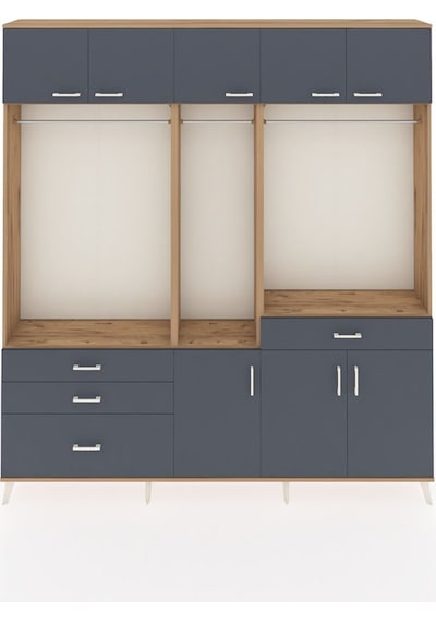 Arges Dolap 8 Raflı 4 Çekmeceli 3 Askılı 220x30x243 Çam-antrasit/antrasit Antrasıt/antrasıt Arges Dolap 8 Raflı 4 Çekmeceli 3 Askılı 220x30x243 Çam-antrasit/antrasit Antrasıt/antrasıt