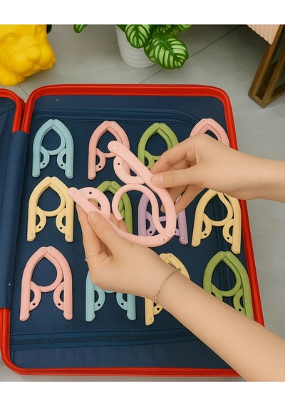 Katlanabilir Askı 5'li Paket - Seyahat Askısı, Askı, Elbise,kemer,kravat, Askı Plastik Pembe Tr Diğer