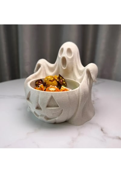 Halloween Cadılar Bayramı Dekoratif Hayaletli Balkabağı Şekerlik Kase Masa Üstü Dekor