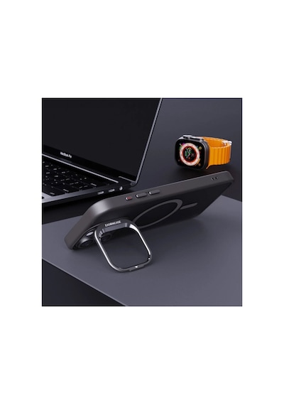 Apple iPhone Uyumlu 11 Kılıf Magsafe Krom Mika Kapak Renkli Silikon Çerceve +lens Koruyucu Cam Set Kamera Standlı Renk013