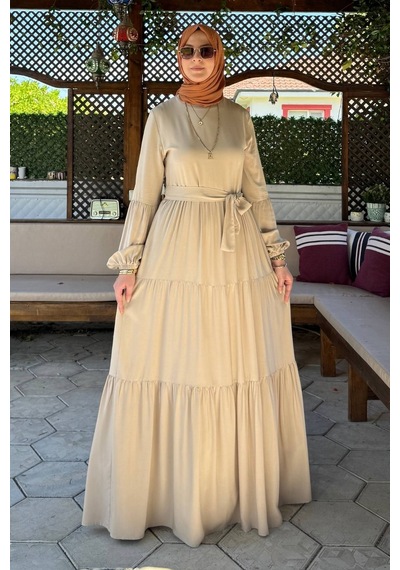 Rabia Şamlı Asil Elbise Bej Normal