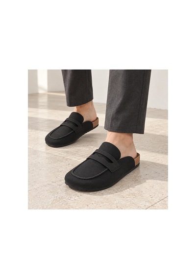 Dad Wolf Dadwolf Naples Wrapped 1029675 Loafer Terlik Mantar Taban Hafif Kaymaz Rahat Arkası Açık Günlük Mako Siyah