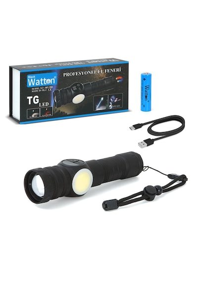Watton Wt-704 9 Mod Şarjlı Kamp Lambası El Feneri Siyah