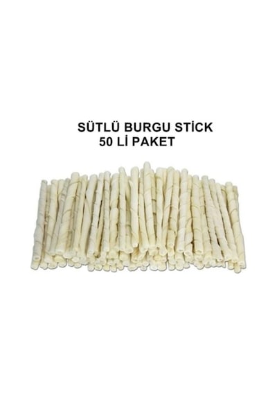 Miçiko Beyaz Burgu Çubuk Ödül ve Çiğneme Köpek Kemiği 12 CM 50'li