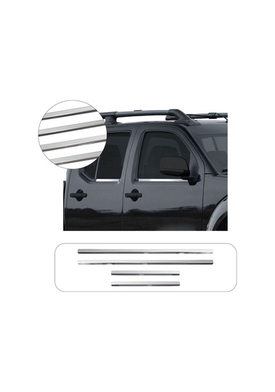 Nissan Navara Uyumlu 2006-2015 Krom Cam Çıtası 4 Parça Paslanmaz Çelik