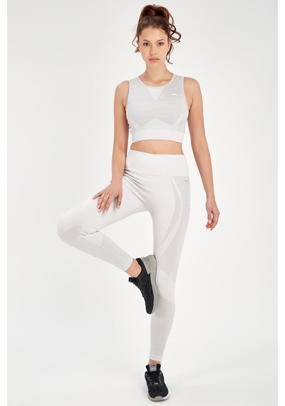 Maraton Active Slimfit Kadın Bisiklet Yaka Kolsuz Fitness Ekru Bra 813054-Ekru