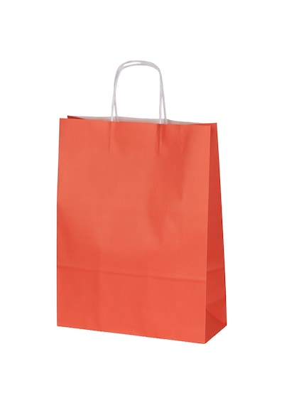 Burgu Saplı Turuncu Kağıt Çanta 31x12x41 Cm - 25 Adet
