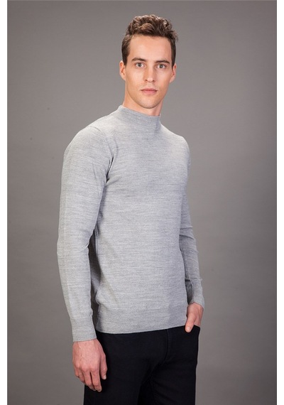 Tudors Slim Fit Dar Kesim Yarım Balıkçı Yaka Düz Erkek Kazak-13640 Gri Tudors Slim Fit Dar Kesim Yarım Balıkçı Yaka Düz Erkek Kazak-13640 Gri
