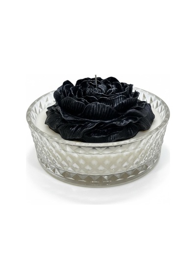 Cam Tabakta Büyük Şakayık Gül %100 Soya Ve Balmumu Organik Mum Kokusu Tercih Yapılabilir 18x6 Cm Krem