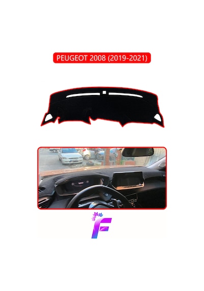 Peugeot 2008 2019-2021 Uyumlu Torpido Örtüsü Yansıma Önleyici Tam Koruma Kolay Montaj J3