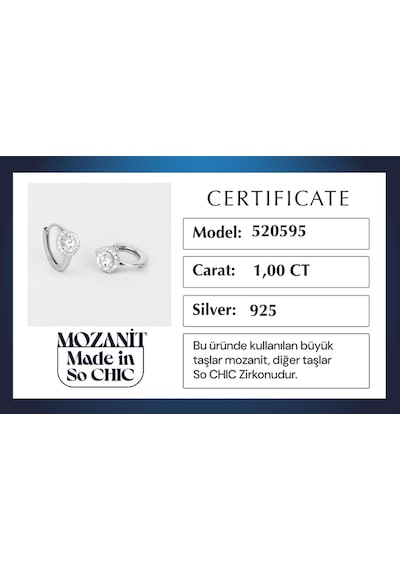 Mozanit Dansı 18 Ayar Beyaz Altın Kaplama Gümüş Küpe Beyaz