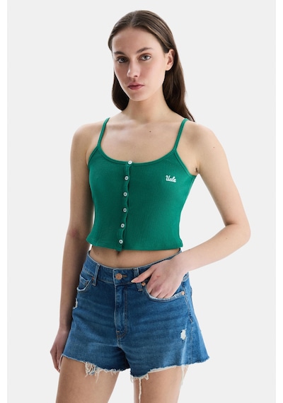Ucla Rhodes Yeşil Askılı Nakışlı Kadın Crop Yeşil