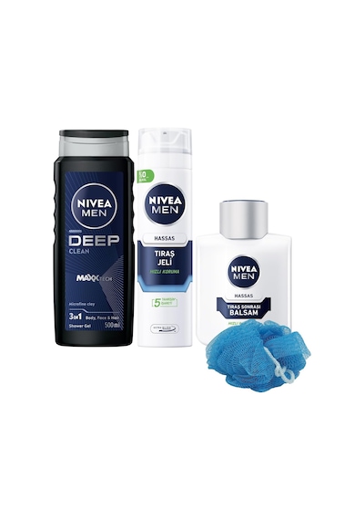 Men Erkek Deep Dimension Duş Jeli 500ml, Hassas Tıraş Jeli Ve Tıraş Sonrası Balsam 100ml, Lif Hediye