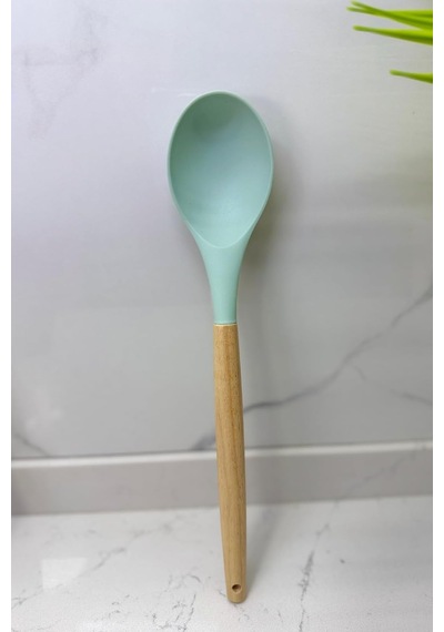 Albergio Ahşap Saplı Silikon Mutfak Seti 32 Cm Kaşık-kepçe-spatula Mint Yeşili Genel