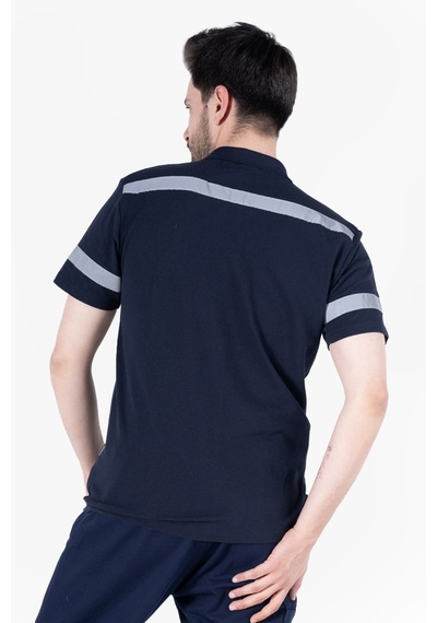 Polo Yaka Reflektörlü T-shirt Lacivert