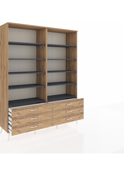 Hyperion Gardrop 10 Raflı 6 Çekmeceli 176x44x221 Çam-antrasit/çam Antrasit/çam Hyperion Gardrop 10 Raflı 6 Çekmeceli 176x44x221 Çam-antrasit/çam Antrasit/çam