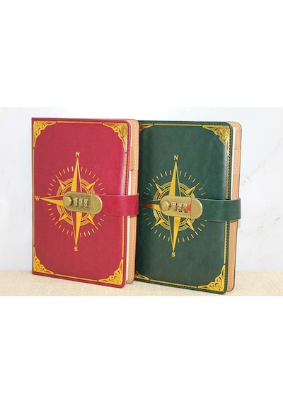 Özel Tasarım Şifreli Deri Defter Acı Kahve