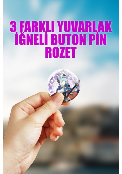 Ineffa Genshin Impact Çanta Süsü Rozet İğneli Buton Rozet Seti 3 Adet Çok Renkli