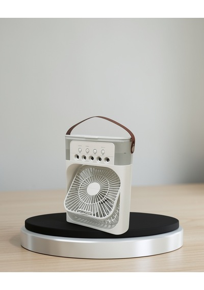 Mini Klima Fan Usb Şarjlı, 3'ü 1 Arada, 7 Renk Gece Lambalı, Nemlendirici