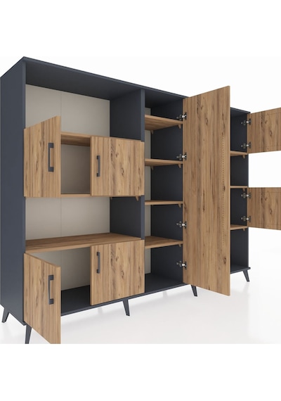 Hyperion Dolap 10 Raflı 9 Kapaklı 220x44x163 Antrasit-çam Antrasit-çam Hyperion Dolap 10 Raflı 9 Kapaklı 220x44x163 Antrasit-çam Antrasit-çam