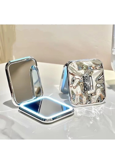 Led Işıklı Katlanabilir Cep Aynası - Kare Tasarım, Çift Taraflı, Makyaj Aynası Diğer