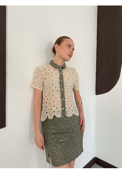 Verymoda Pullu Kot Etek D2853 Haki