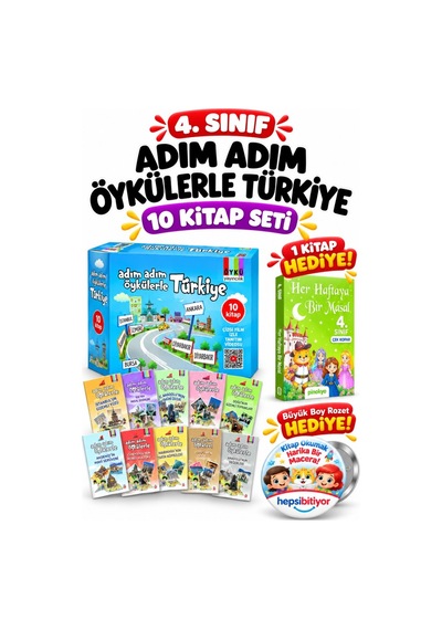 Öykü 4. Sınıf Adım Adım Öykülerle Türkiye Hikaye Seti 10 Kitap
