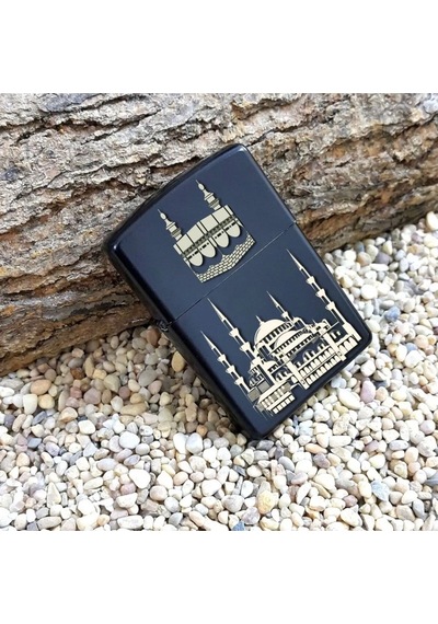 Ayasofya Cami Kabe Lazer Silinmez Resimli Benzinli Hediyelik Siyah Çakmak Siyah