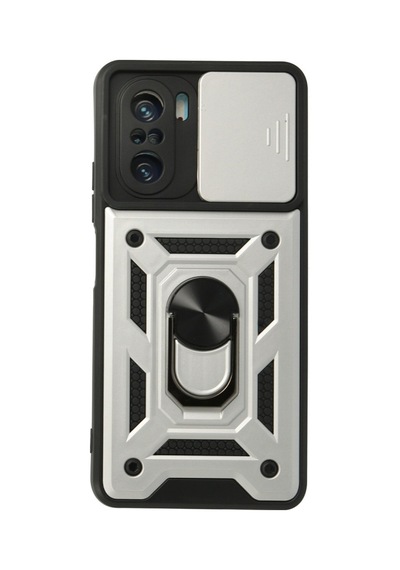 Xiaomi Poco F3 Uyumlu Kılıf Pars Lens Yüzüklü Silikon - Gümüş