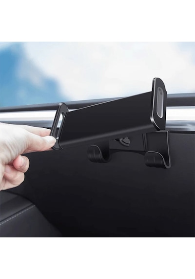Tesla Model Y - Model 3 Ön Göğüse Takılan Tablet Tutucu Ve İkili Kanca - Siyah
