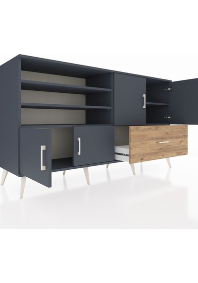 Hyperion Konsol 5 Raflı Tek Çekmeceli 4 Kapaklı 176x44x99 Antrasi Antrasit-antrasit/çam Hyperion Konsol 5 Raflı Tek Çekmeceli 4 Kapaklı 176x44x99 Antrasi Antrasit-antrasit/çam