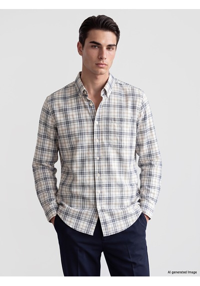 Lcwaıkıkı Classic Ekru Regular Fit Ekose Erkek Gömlek