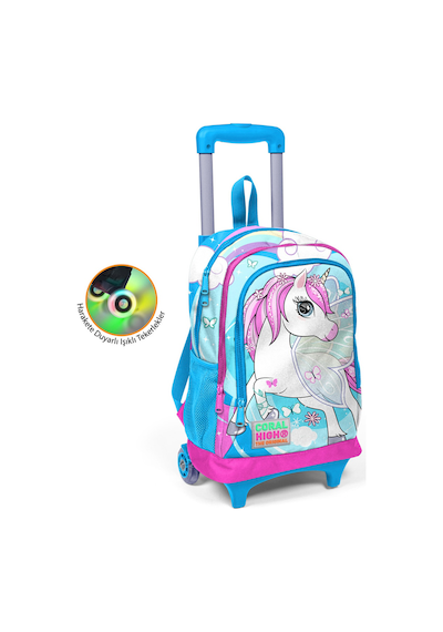 Coral High Kids Mavi Neon Pembe Unicorn Desenli Üç Bölmeli Işıklı Teker 23911