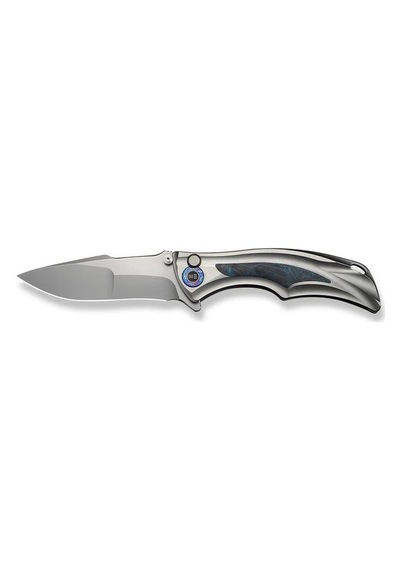 We Knife Tighe Down Gray Titanium Integral Handle With Black & Blue Carbon Fiber Inlay Stonewashed Bohler M390 Blade Drop Point Kamp Çakı Gri We Knife Tighe Down Gray Titanium Integral Handle With Black & Blue Carbon Fiber Inlay Stonewashed Bohler M390 Blade Drop Point Kamp Çakı Gri