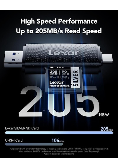 Lexar 64 GB Silver Plus SD Uhsı V30 U3 205 MB/s Hafıza Kartı