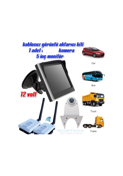 5 İnç Monitör+tepe Kamera +wifi Görüntü Aktarıcı Seti 12 Volt
