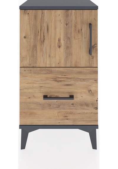 Arges Komodin Tek Raflı Tek Çekmeceli Tek Kapaklı 44x30x80 An... Antrasit