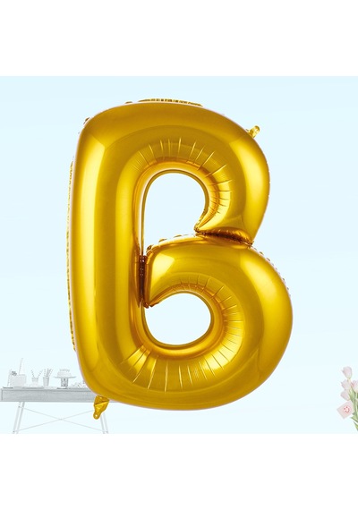 B Harf Folyo Balon. 100 CM - Altın