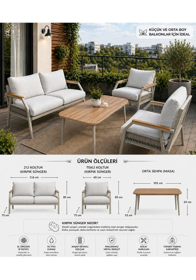 Daisy Kırpık 211 Masalı Krem Metal Bahçe Oturma Grubu Balkon Teras Dış Mekan Takımı Minderli Daisy Kırpık 211 Masalı Krem Metal Bahçe Oturma Grubu Balkon Teras Dış Mekan Takımı Minderli