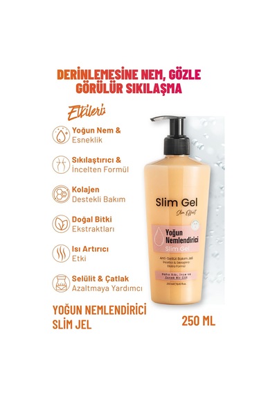 Selülit Ve Çatlak Karşıtı & Yoğun Nemlendirici Slim Jel Kolajen Destekli Bölgesel İncelme Jeli