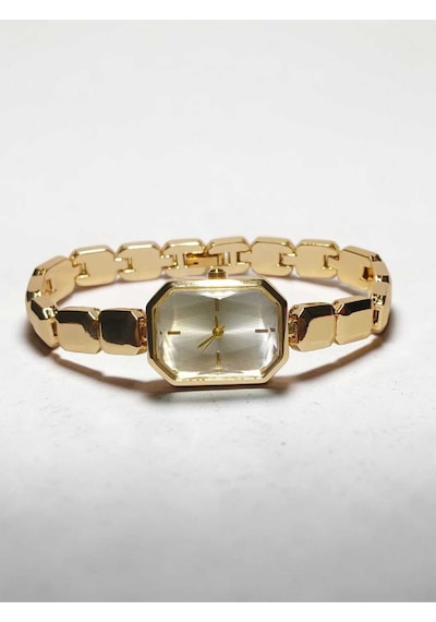 Kadın Gold Saat - Baget Kesim Camlı Kare Kadran Kararmaz Çelik Saat