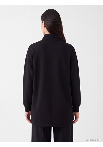 LC Waikiki Lc Waıkıkı Siyah Oversize Soft Touch Kadın Sweatshirt Tunik