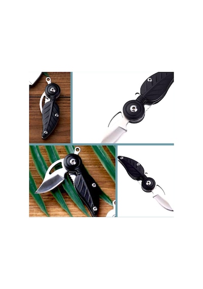Omeniv Tüy Yaprak Form Mini Kamp Çakı Kamp Bıçak Anahtarlık Outdoor Siyah